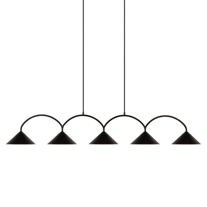 Nowoczesna lampa nad stół czarna 5 kloszy Curve